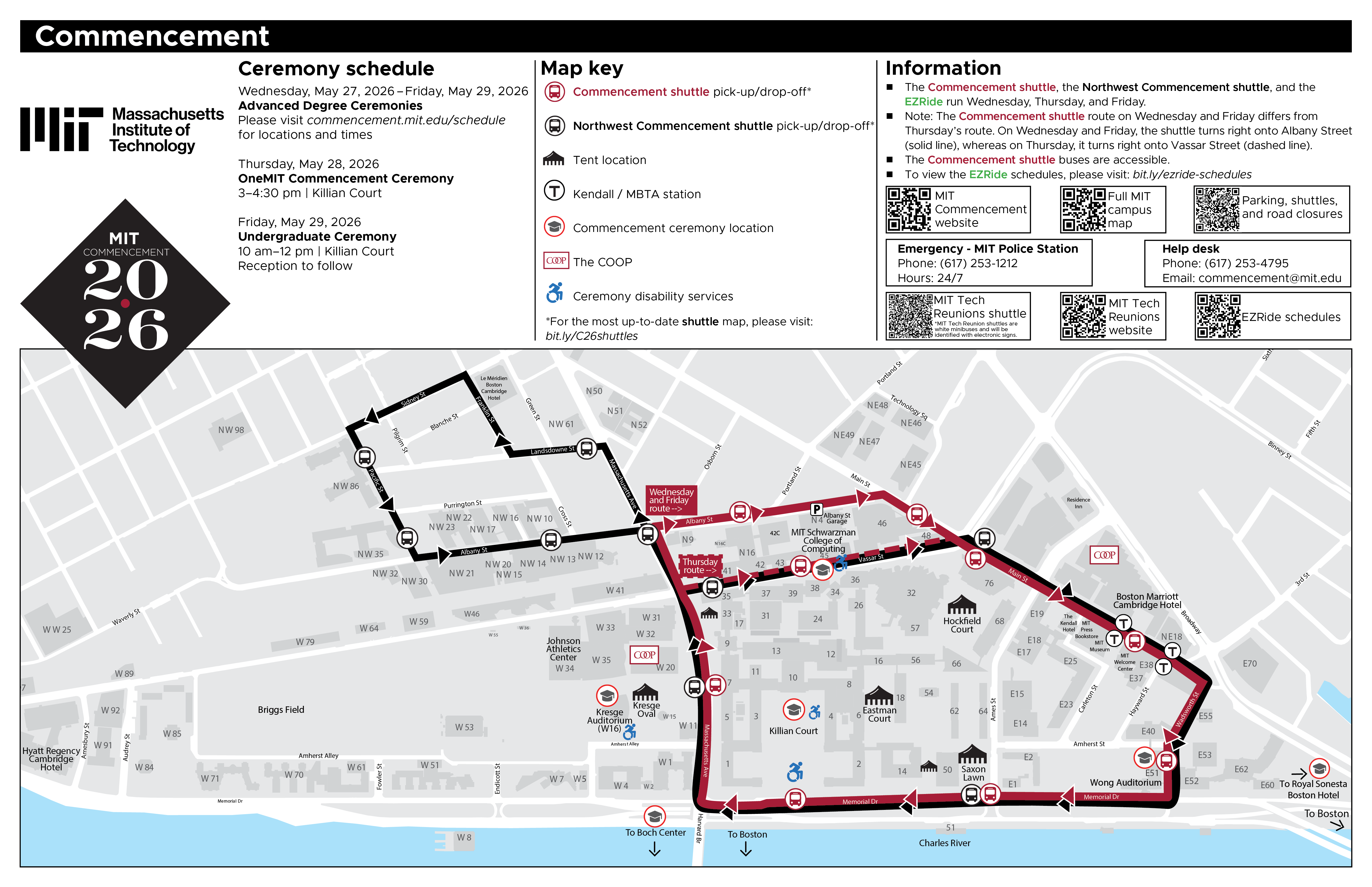 Map of the MIT campus and the shuttle routes