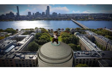 Still image of Tim dancing on top of the dome